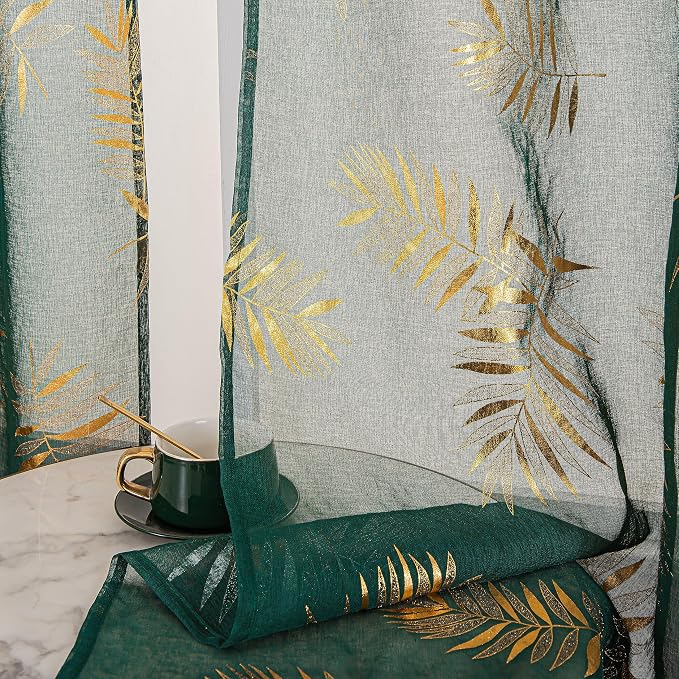 Sutuo Home Dark Green Sheer Curtains 84 Inches Long 2 Panels Set, Window - Image 4