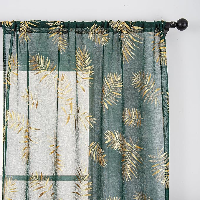 Sutuo Home Dark Green Sheer Curtains 84 Inches Long 2 Panels Set, Window - Image 3